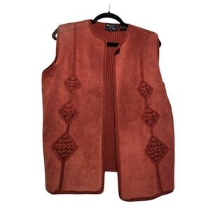 Vtg Vest Women EU 40/US 8-10 MED Suede Crochet Patchwork Hippie Boho Western 70s
